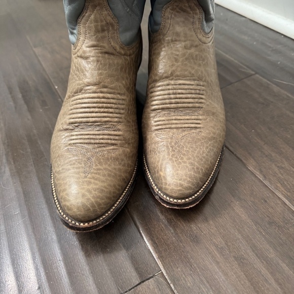 Vintage UNIQUE Green Blue Leather Western Cowboy Boot Women's Size 9 - Picture 7 of 8